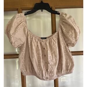 Ambiance Light Brown Embroidered Crop Short Sleeve Size Women’s Large